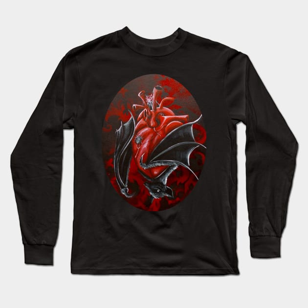 Gothic Heart with Bat Long Sleeve T-Shirt by Artelies202